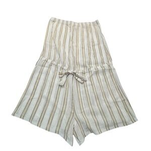 Becca Women Striped Strapless Cotton Gauze Romper Tan Grey Small Beach Boho